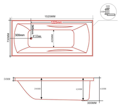 VK150 Drop in Bath Tub 1525*730*440mm