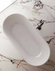 1500mm Henley Matte White Free Standing Oval Groove Bath Tub