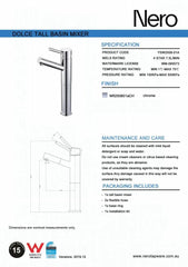 DOLCE Tall Basin Mixer Angel Spout - Chrome