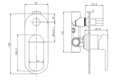 OVAL CURVE Wall Mixer with Diverter