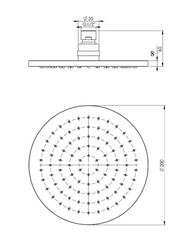 RUND Round ABS Shower Head 200mm