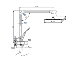 BKSR201H - RUND Round Half Rail Shower Combo Set