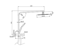 BKSS101H - ECKIG Half Rail Square Shower Combo Set