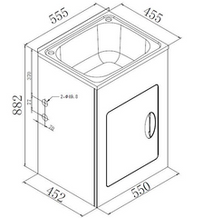BLT560 Stainless Steel Laundry Sink and Trough Cabinet 560x450x880mm