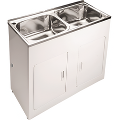 BLT1160 Stainless Steel Double Laundry Sink and Trough Cabinet 1160x500x870mm
