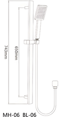 MH06 Square Hand Shower on Rail