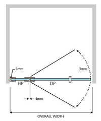 Gem Series (C) Front Only (745mm – 1520mm) Frameless Hinge Door Shower Screen