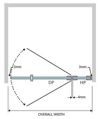 Gem Series (C) Front Only (745mm – 1520mm) Frameless Hinge Door Shower Screen