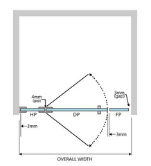 Gem Series (B) Front Only (915mm – 2380mm) Frameless 3 Piece Hinge Door Shower Screen