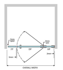 Gem Series (B) Front Only (915mm – 2380mm) Frameless 3 Piece Hinge Door Shower Screen