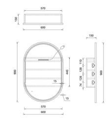Oscar Oval Shape LED Shaving Cabinet