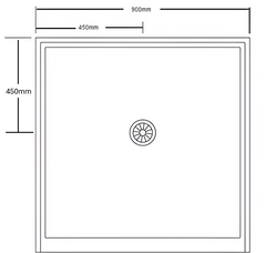 White Polymarble Shower Base with Centre Drain 900*900mm