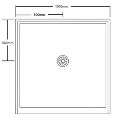 White Polymarble Shower Base with Centre Drain 1000*1000mm