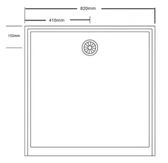 White Polymarble Shower Base with Centre Rear Drain 820*820mm
