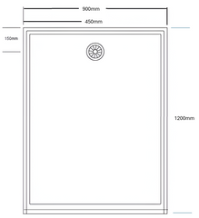 White Polymarble Shower Base with 900 side Centre Rear Drain 1200*900mm