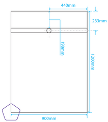 Akril Tile Tray with Long Grate on 900mm side - 1200*900mm