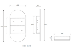 Krystal Pill Oval Shape Shaving Cabinet 450x900mm