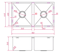 D88R-B Square Double Kitchen/Laundry Sink
