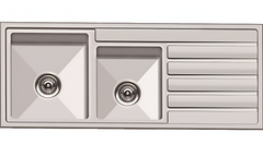 D33R Double 3/4 Bowl Drop In Kitchen /Laundry Sink with Drainer