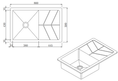 B22 Single Bowl Black Granite Quartz Stone Kitchen Sink with Drainer