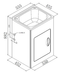 BLT450 Stainless Steel Laundry Sink and Trough Cabinet 450x560x880mm