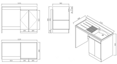 PVC SL125 Polymarble Sink and Drainer with PVC Cabinet 1250x600x925mm
