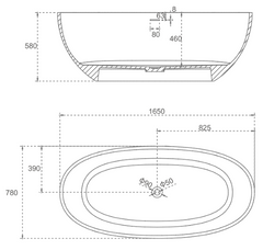 1650mm Leah Free Standing Oval Bath Tub