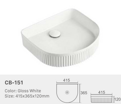 CB151 Above Counter Groove Arch Basin 415x365x120mm