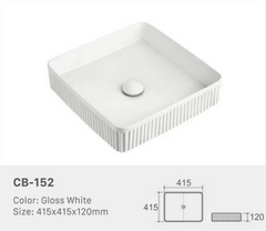 CB152 Above Counter Groove Square Basin 415x415x120mm