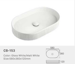 CB153 Above Counter Groove Oval Basin 580x360x120mm