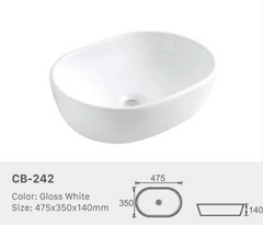 CB242 Above Counter Oval Basin 475x350x140mm