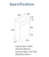 Blair Mini Floor Standing Vanity 460x250x860mm