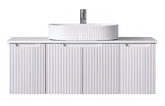 Duplex Fluted Wall Hung Vanity 1500mm Single Bowl Top