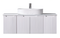Duplex Fluted Wall Hung Vanity 1500mm Single Bowl Top