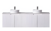Duplex Fluted Wall Hung Vanity 1500mm Double Bowl Top