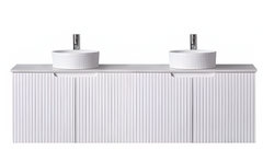 Duplex Fluted Wall Hung Vanity 1500mm Double Bowl Top