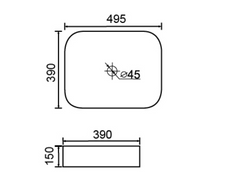 TB493 Thin Edge Above Counter Basin 495*390mm