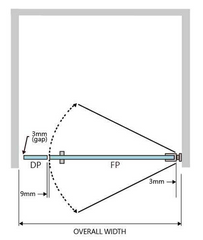 Gem Series (A) Front Only (780mm – 1850mm) Frameless Hinge Door Shower Screen
