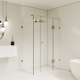 Gem Series (B) Front (915mm – 2380mm) Return (600-1200mm) Frameless 3 Piece Hinge Door Shower Screen