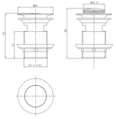 PW37 – Standard Basin Pop Up Waste with No Overflow