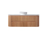 Bristol Fluted Curved Wall Hung Vanity 1500mm Single Bowl Top
