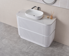 Hudson Fluted Curved Floor Standing Vanity 1500mm Single Bowl