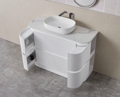 Hudson Fluted Curved Floor Standing Vanity 1500mm Single Bowl