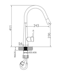 KM005 - KÜCHENDESIGNER PULL-OUT GOOSENECK KITCHEN MIXER
