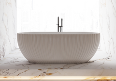 1700mm Henley Matte White Free Standing Oval Groove Bath Tub