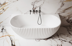 1500mm Lamont Matte White Back to Wall Groove Bath Tub