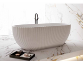 1500mm Henley Matte White Free Standing Oval Groove Bath Tub