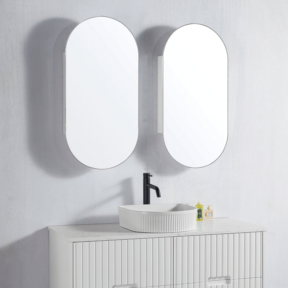 Krystal Pill Oval Shape Shaving Cabinet