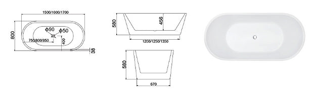Charming Free Standing Bath Tub 1600*800*600mm