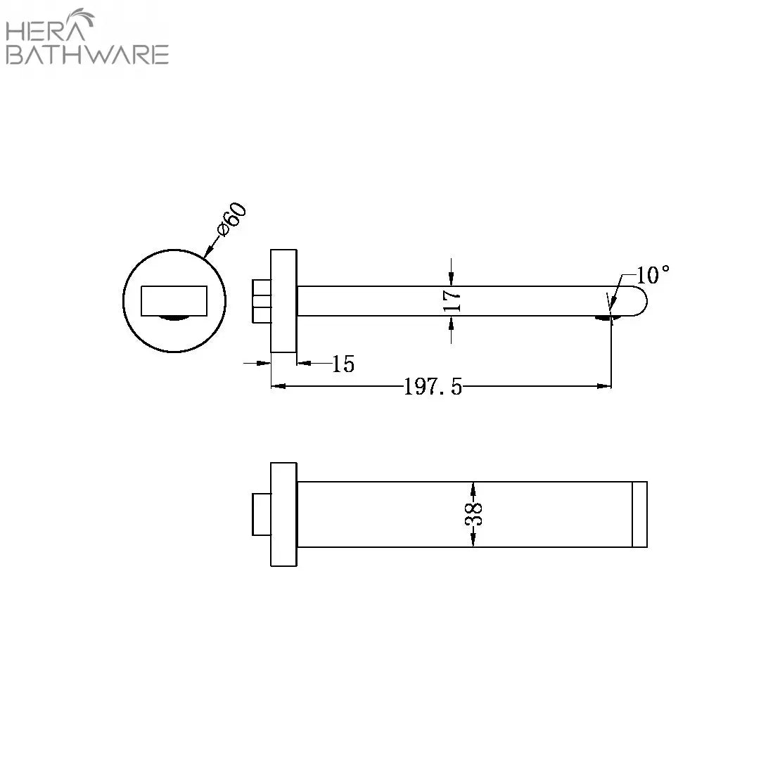 BIANCA FIXED BATH SPOUT 200MM